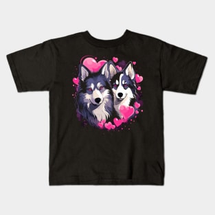 Alaskan Husky Couple Valentine Kids T-Shirt